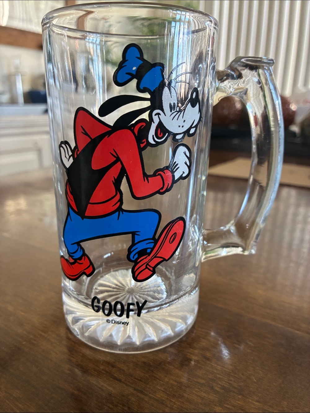 Disney Goofy Glass Mug - Red, Blue & Black Character Art